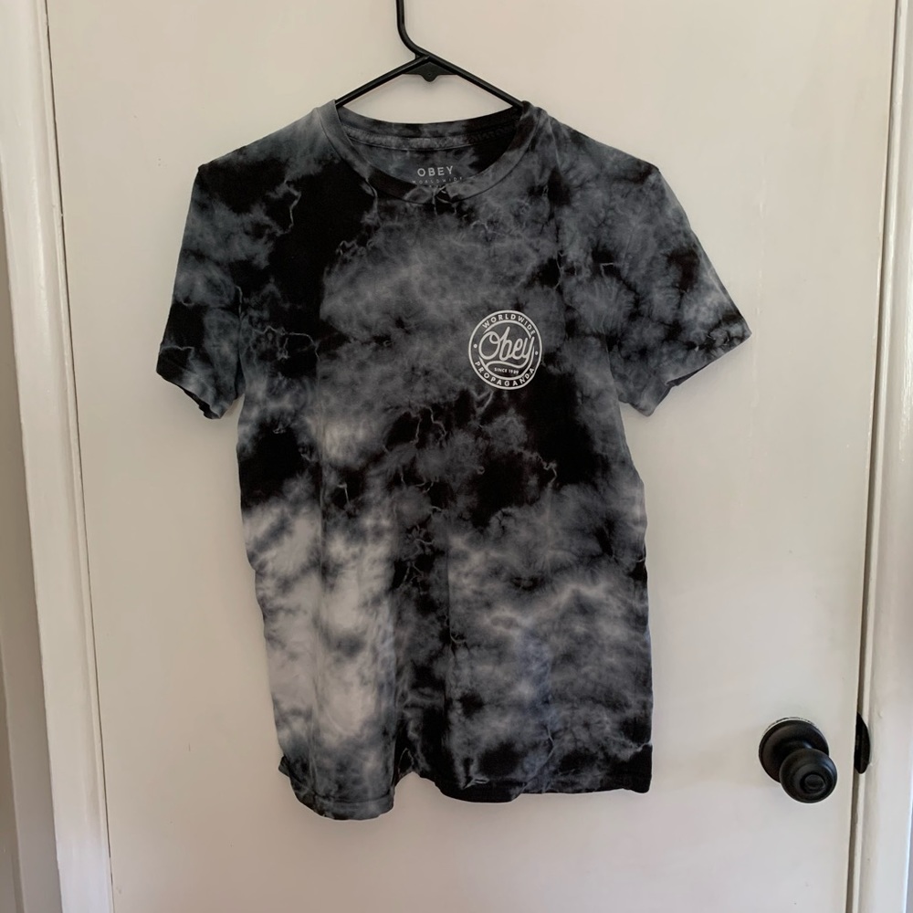 COPY - blue, white, black tye dye OBEY propaganda…